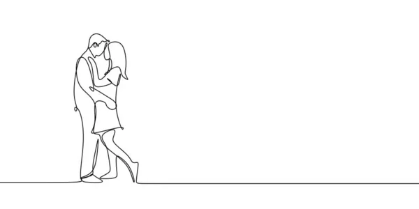 Romantische Ehe Eine Linie Zeichnung Vektor Illustration — Stockvektor