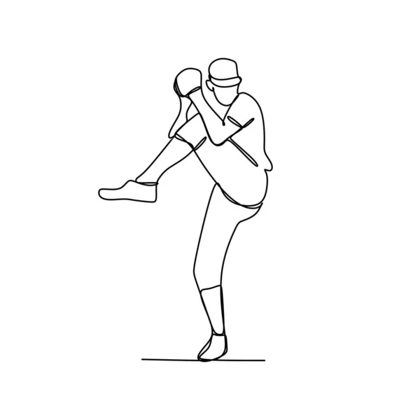 Непрерывная Очередь Бейсболиста Собирается Бросить Мяч Векторная Иллюстрация Бейсбола — стоковый вектор