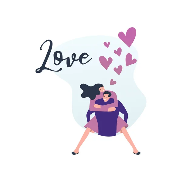 Liebe Banner Mit Romantischen Paar Charakter Vektor Illustration Modern Bunten — Stockvektor