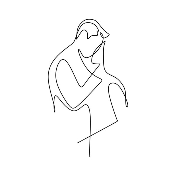 couple valentine with single continuous one line drawing vector illustration romantic creative minimalist concept