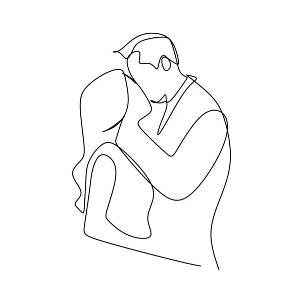 Couple Valentine Single Continuous One Line Drawing Vector Illustration Romantic — Διανυσματικό Αρχείο