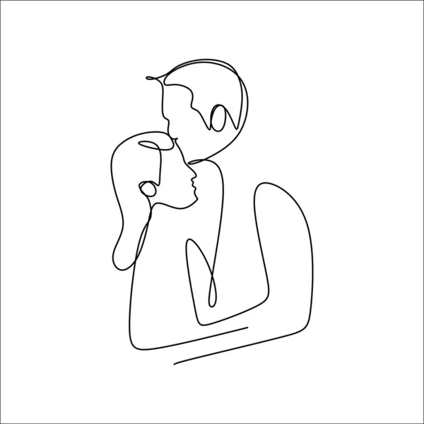 Couple Valentine Single Continuous One Line Drawing Vector Illustration Romantic — Διανυσματικό Αρχείο
