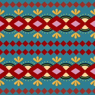 Maya motif moda tekstil baskı için dikişsiz desen renkli arka plan çizim geometrik.