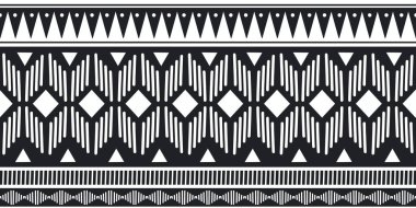 Etnik seamless modeli siyah ve beyaz renkleri ile geometrik sembol eski moda Tekstil için arka plan çizim vektör çizim yazdırma.