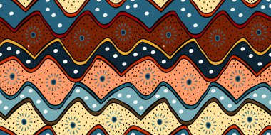 Etnik elle çizilmiş batik modern Endonezya, Kore dili, Japonca, Çince tarzı ile geleneksel desen illüstrasyon vektör