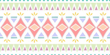 Popüler etnik kabile Dikişsiz desen vektör çizim ile geometrik el çizilmiş çizgiler ikat motifi batik arka plan moda tekstil baskı ve sarma için çok renkli.