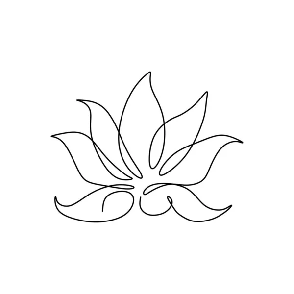 Lotus Línea Continua Dibujo Vector Ilustración Minimalista Color Blanco Negro — Vector de stock