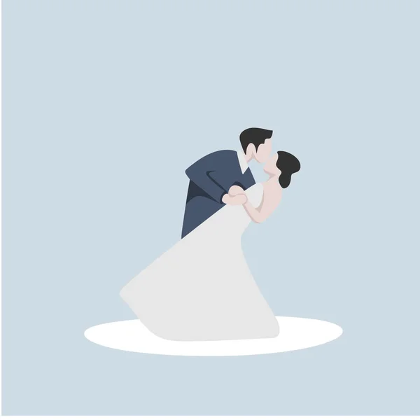 Couple Valentin Avec Robe Désherbage Illustration Vectorielle Avec Personnage Mignon — Image vectorielle