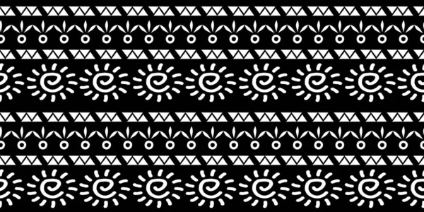 Patrón Étnico Tribal Sin Costuras Con Colores Blanco Negro Dibujo — Vector de stock