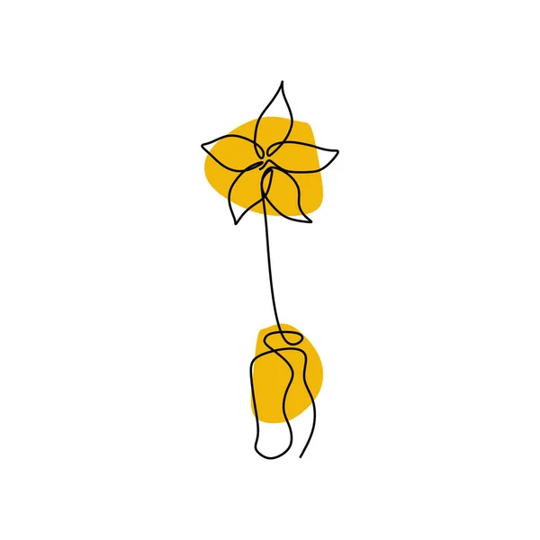 Kontinuierliche Linie Kunst Zeichnung Der Minimalen Blume Hand Gezeichnet Vektor — Stockvektor