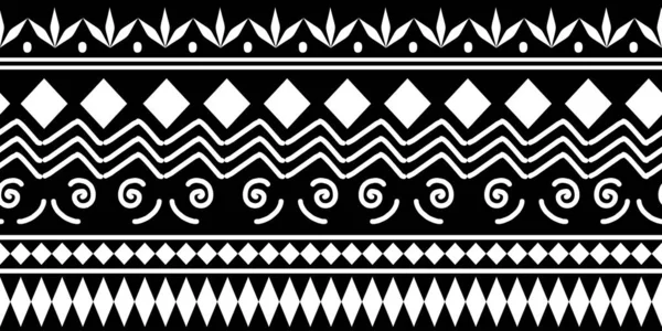 Ethnic Seamless Pattern Black White Colors Geometric Symbol Ancient Drawing — Stock Vector
