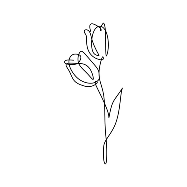 Непрерывный Художественный Рисунок Минимального Рисунка Векторной Иллюстрации Цветка Вручную — стоковый вектор