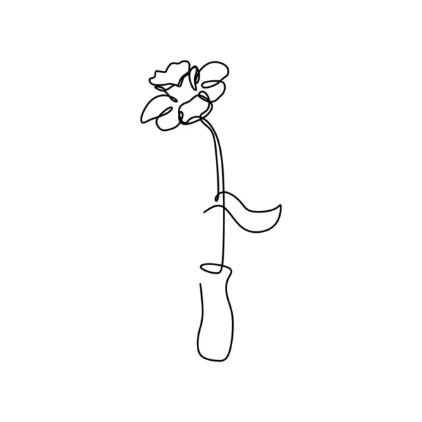Kontinuerlig Linje Konst Teckning Blomma Vektorillustration Minimalistisk Hand Dras Enda — Stock vektor