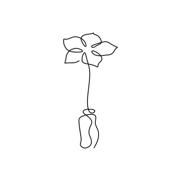 Blomma Minimalistisk Kontinuerlig Linje Konst Teckning För Väggdekoration — Stock vektor