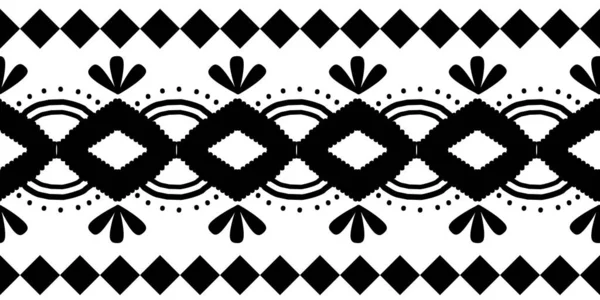 黑色和白色非洲古代图案无缝图案单色彩色矢量插图的时尚纺织品准备打印和包装 — 图库矢量图片