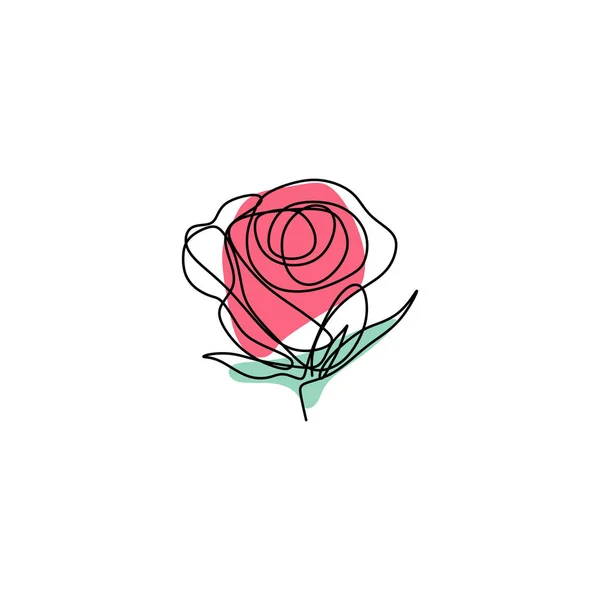 Desenho Arte Linha Contínua Flor Rosa Florescendo Ilustração Vetor Design — Vetor de Stock