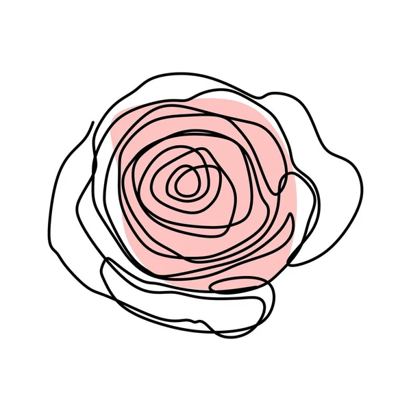 Kontinuerlig Linje Konst Teckning Ros Blomma Blommar Minimalistisk Design Vektorillustration — Stock vektor