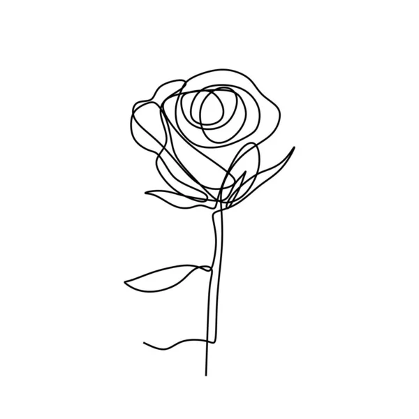 Rose Flor Uma Linha Arte Desenho Único Vetor Ilustração Design —  Vetores de Stock