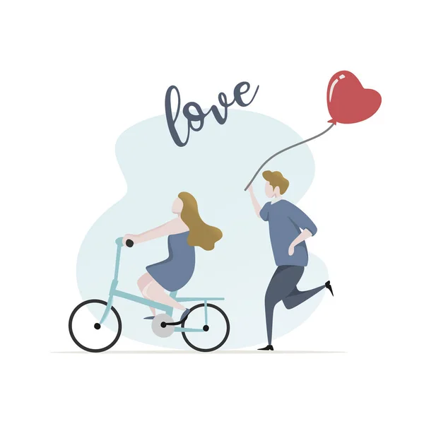 Couple Love Vector Illustration Valentine Day Card Banner Design Concept — Stock Vector