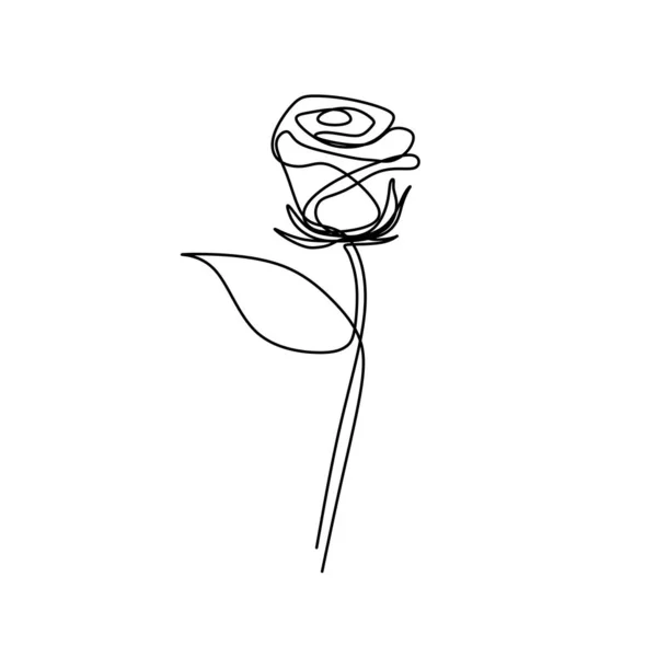 Квітка Троянди Одна Лінія Мистецтва Одинарний Малюнок Векторні Ілюстрації Мінімалістичний — стоковий вектор
