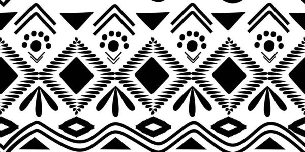 Motif Africain Ancien Noir Blanc Motif Sans Couture Couleurs Monochromes — Image vectorielle