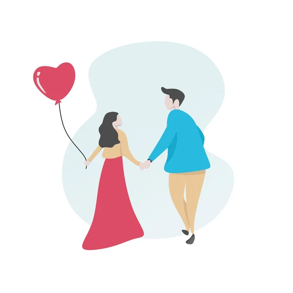 Couple Love Vector Illustration Valentine Day Card Banner Cute Cartoon — Stock Vector