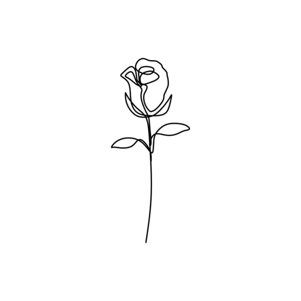 花連続 つライン アートは ベクトル図を描きます 素晴らしいローズの白い背景の分離 — ストックベクタ