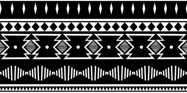 Patrón Étnico Sin Costura Blanco Negro Colores Con Símbolo Geométrico — Vector de stock