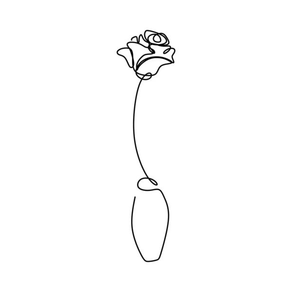 Kontinuerlig Linje Konst Teckning Blomma Vektorillustration Minimalistisk Hand Dras Enda — Stock vektor