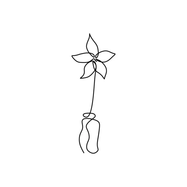 Dessin Art Linéaire Continu Illustration Vectorielle Dessinée Main Fleur Minime — Image vectorielle