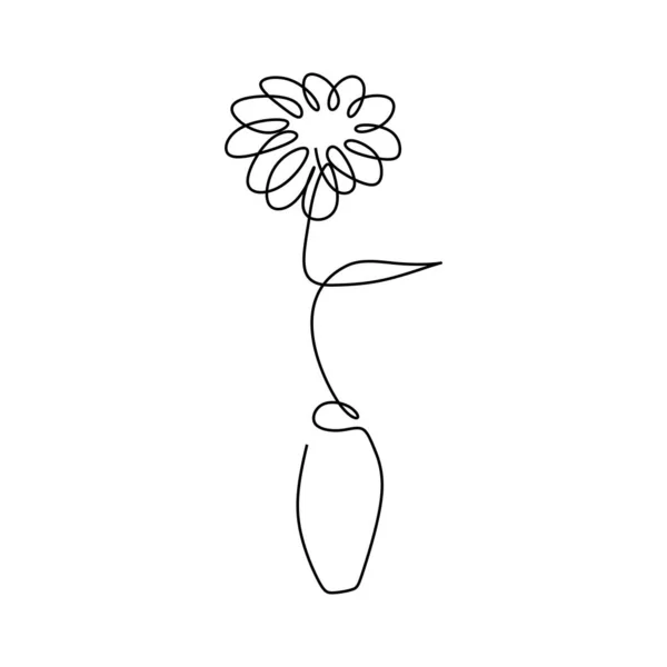 Kontinuerlig Linje Konst Teckning Blomma Vektorillustration Minimalistisk Hand Dras Enda — Stock vektor