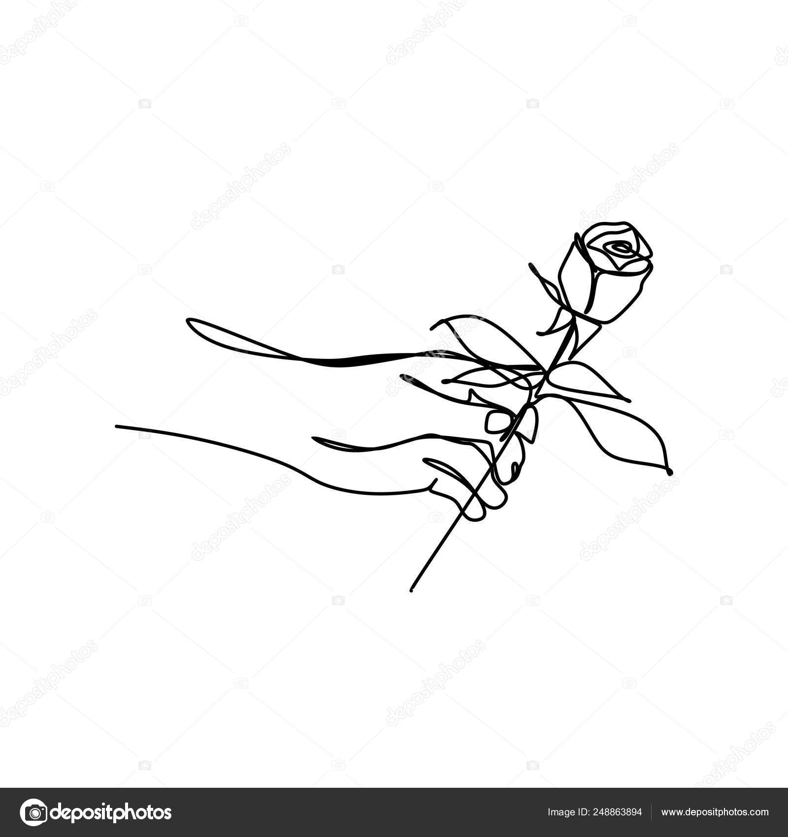 Rose Minimalist Drawing Single Continuous Line Drawing