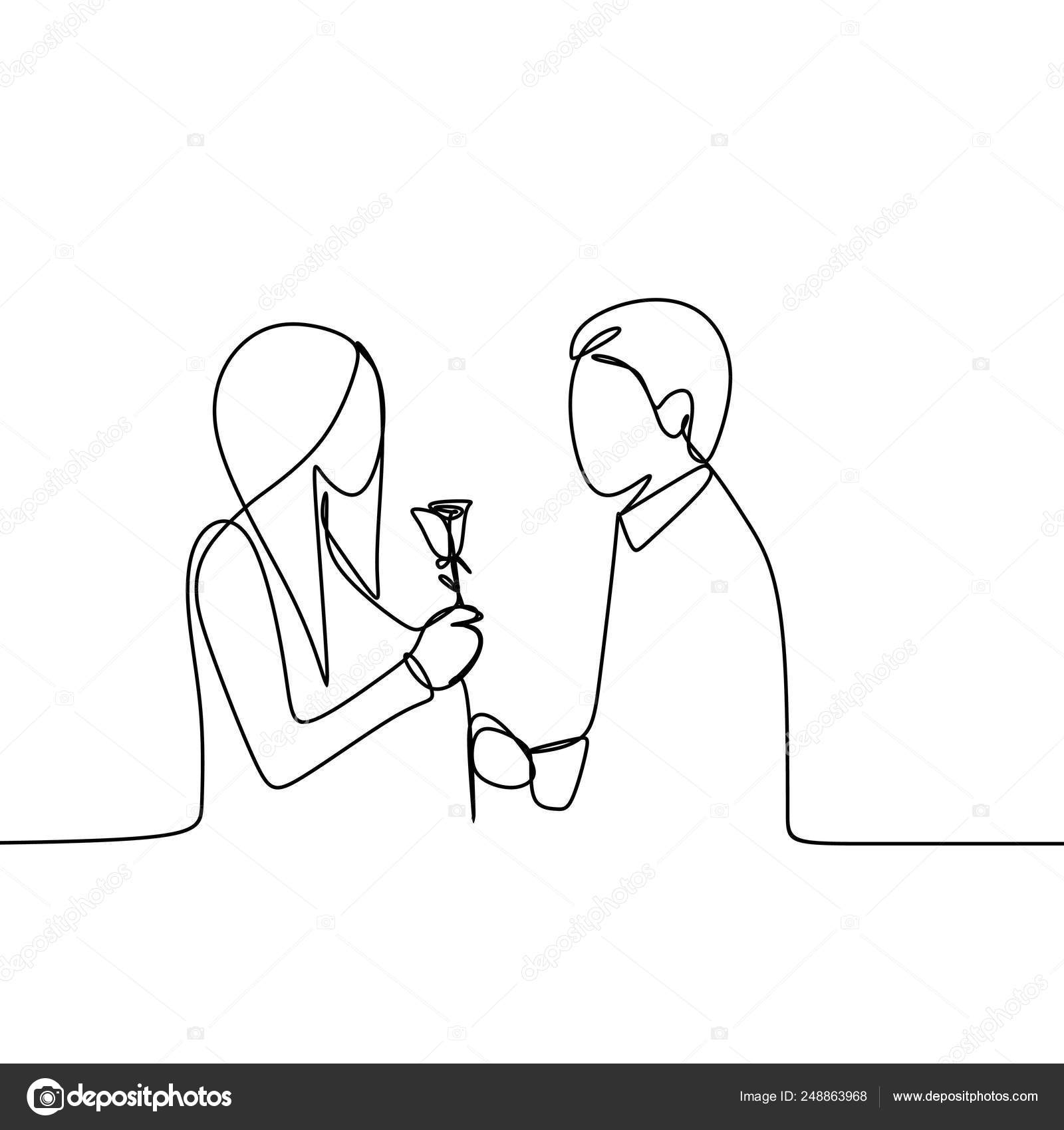 Couple Love Romantic Vector Hd Images, Continuous Line Drawing Of