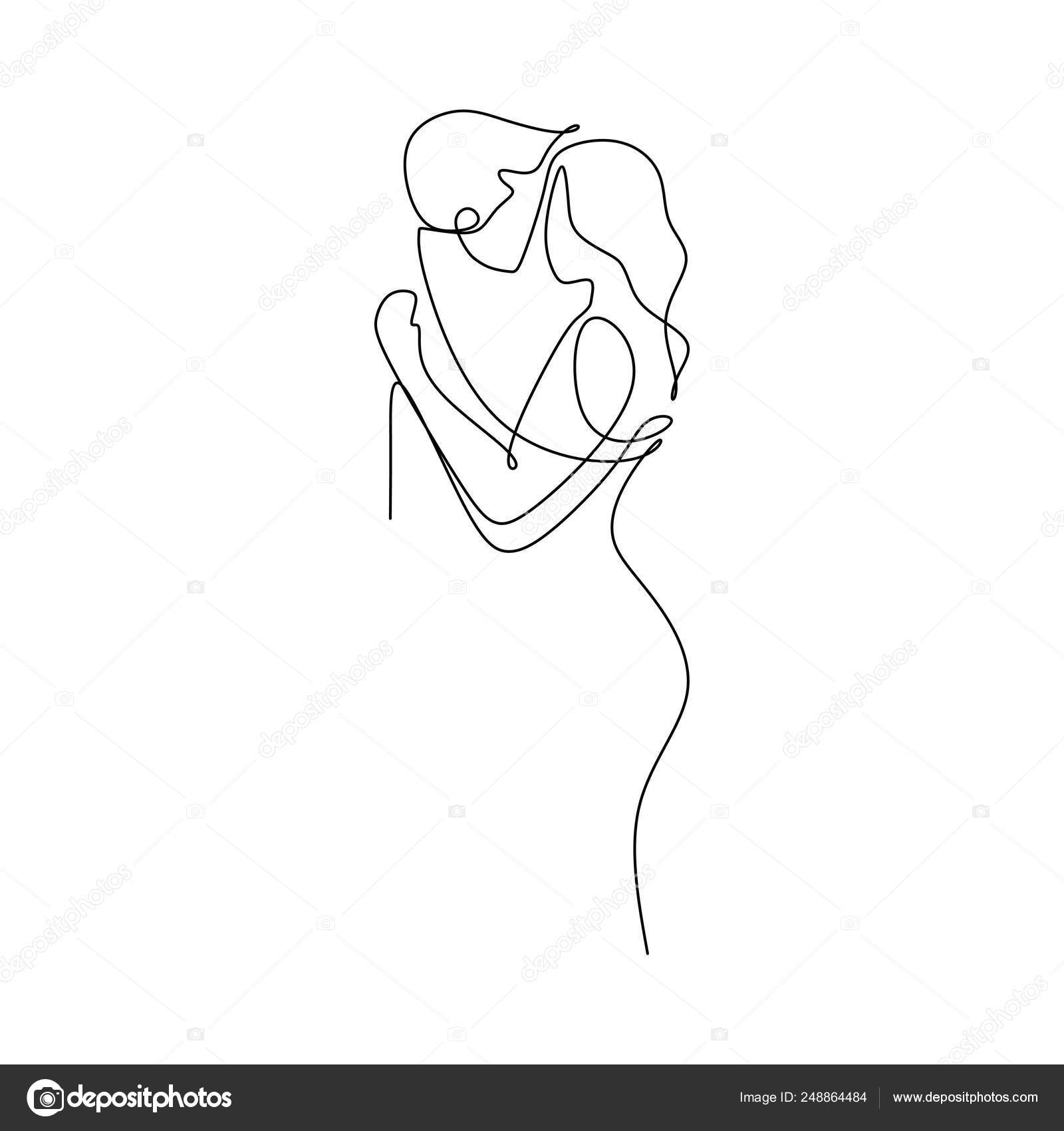 Premium Vector  Sketch of a young couple in love.line art in a minimalist  style.modern art.