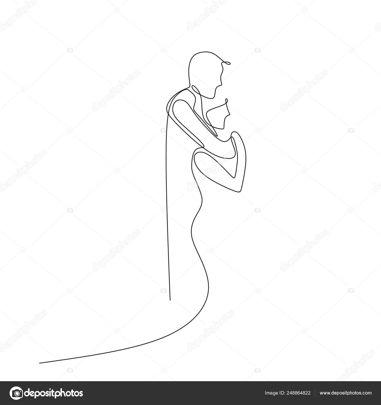 Couple Love Continuous Line Drawing Vector Illustration Minimalist