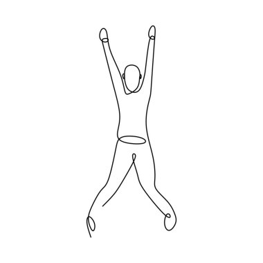 Mutlu bir adam vektör çizim sürekli çizgi çizme