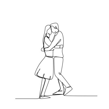 Romantik Çift aşk sürekli çizim vektör çizim kavramı