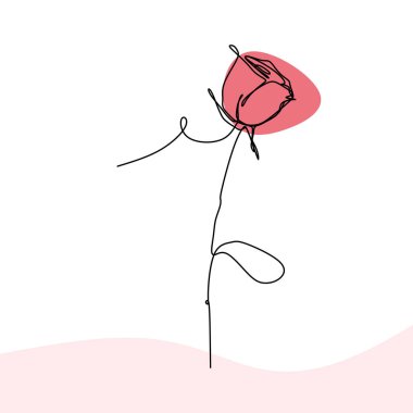 tek çizgi çizme gül çiçek vektör çizim el tek lineart tarzı minimalizm arka plan afiş ev dekorasyon için çizilmiş