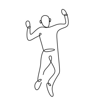Mutlu bir adam vektör çizim sürekli çizgi çizme