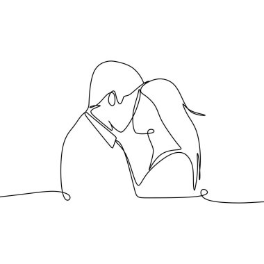 Sürekli bir çizim vektör çizim aşık Çift