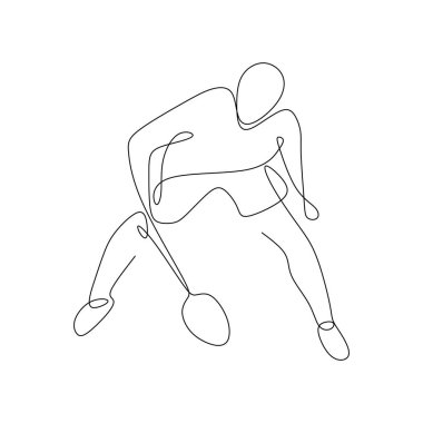bir adam badminton oynarken sürekli çizgi çizme