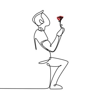 Romantik Çift aşk sürekli çizim vektör çizim kavramı