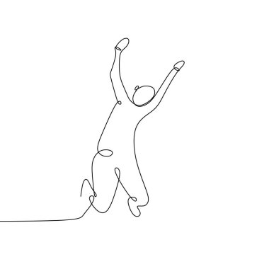 Mutlu bir adam vektör çizim sürekli çizgi çizme