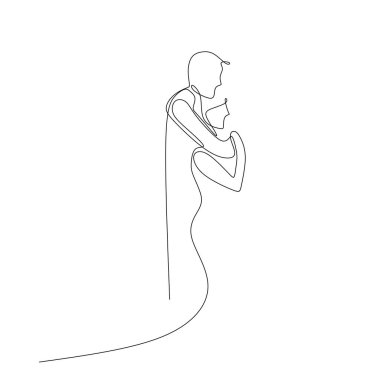 Sürekli çizim vektör çizim minimalist tasarım aşık çift romantik minimalizm Tema.