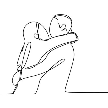 Romantik Çift aşk sürekli çizim vektör çizim kavramı