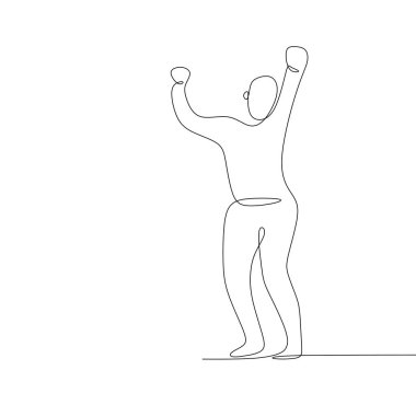 Mutlu bir adam vektör çizim sürekli çizgi çizme