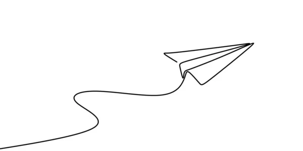 Συνεχή Γραμμικό Σχέδιο Εικονογράφηση Διάνυσμα Αεροπλάνο Χαρτί — Διανυσματικό Αρχείο