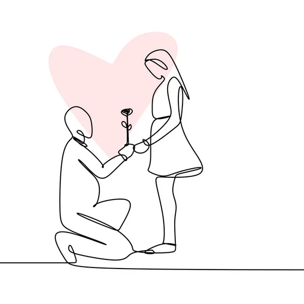 Concept Couple Romantique Amour Dessin Ligne Continue Illustration Vectorielle — Image vectorielle