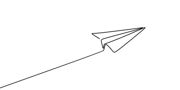 Continu Lijntekening Van Papier Vliegtuig Vectorillustratie — Stockvector