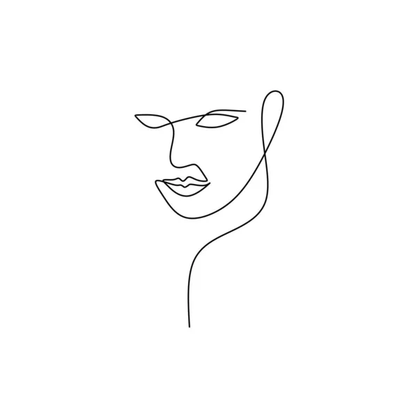 Abstract Face Continuous One Line Drawing Vector Illustration Minimalism Style —  Vetores de Stock